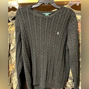 Ralph Lauren cable knit black 100% cotton sweater